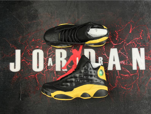 Air Jordan 13 Black Yellow Shoes - Click Image to Close